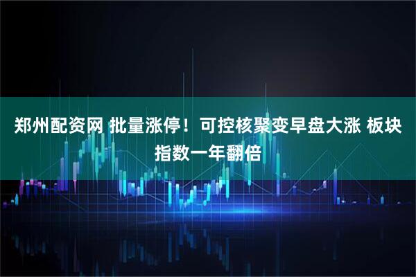 郑州配资网 批量涨停！可控核聚变早盘大涨 板块指数一年翻倍